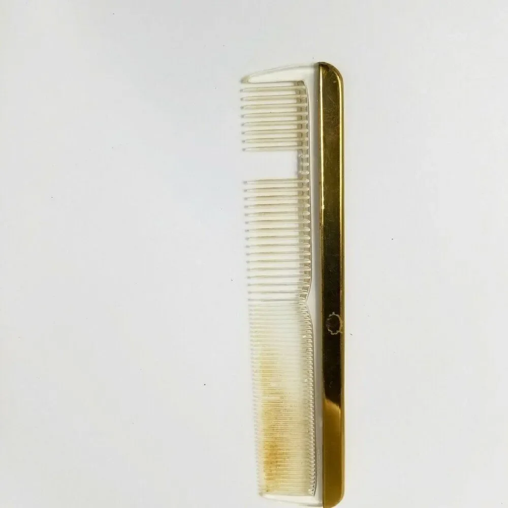 Vintage 40s Matson Vanity Dresser Hand Mirror Gold Comb Brush Hollywood Regency